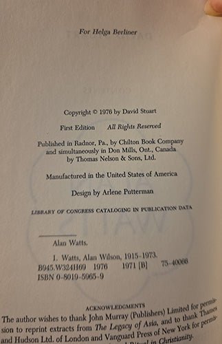 Alan Watts – rare, vintage, or collectible item from Deb’s Book Paradise