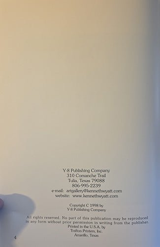 Alt text: Copyright page of Christ and the Cowboy, published in 1998 by Y-8 Publishing Company in Tulia, Texas.