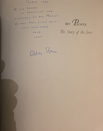 My People — Signed First Edition (1968) by Abba Eban – rare, vintage, or collectible item from Deb’s Book Paradise