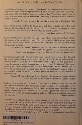 Dr. Folkman’s War advance praise page with scientific endorsements