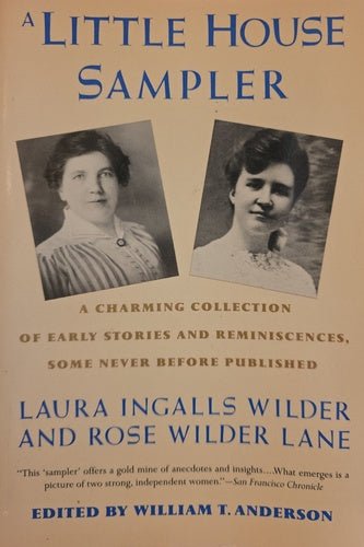 Book cover of 'A Little House Sampler' featuring two women's portraits and text about the book.