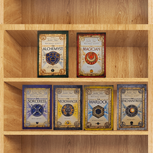 Cover image of The Secrets of the Immortal Nicholas Flamel 6-book set by Michael Scott, US Delacorte editions, most like new with minor spine wear.