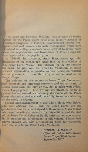 THE PEACE CORPS READER