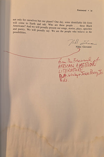 Everett Hoagland's red-pencil annotations and reading marks within African American Literature, documenting his active engagement with the text.