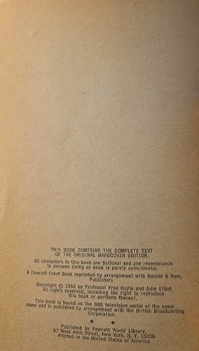A close-up of a beige paper page with printed copyright text and publisher information, including 'Published by Faustett Word Library' and 'Printed in the United States of America.'.