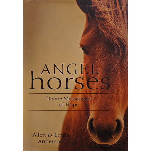 Book cover featuring a close-up of a gentle brown horse with the title Angel Horses: Divine Messengers of Hope by Allen & Linda Anderson