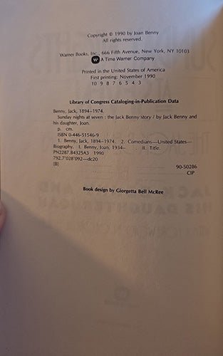 Sunday Nights at Seven: The Jack Benny Story – rare, vintage, or collectible item from Deb’s Book Paradise