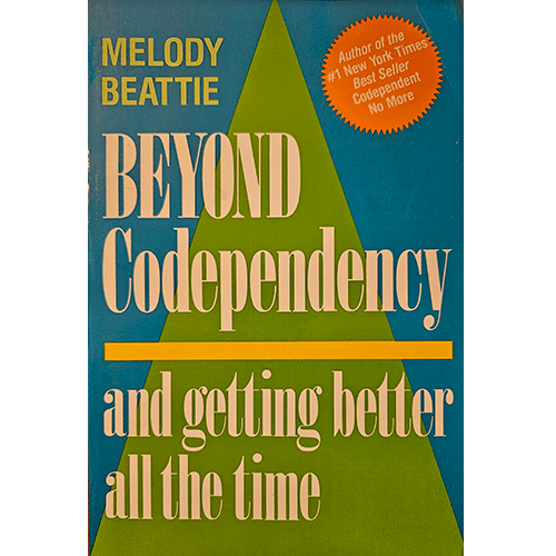 The cover of Beyond Codependency by Melody Beattie features bold typography with a blue and green design, emphasizing healing and growth beyond codependency.