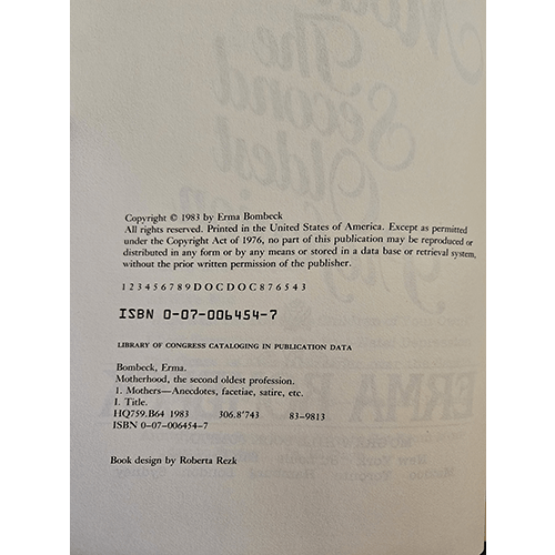 Motherhood the Second Oldest Profession: Erma Bombeck – rare and collectible book from Deb’s Rare Books