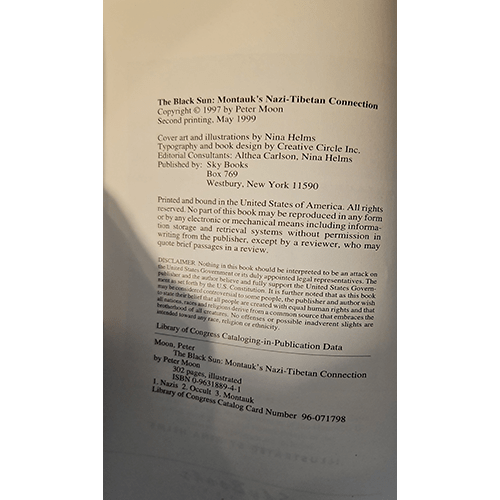 The Black Sun: Montauk's Nazi - Tibetan Connection – rare and collectible book from Deb’s Rare Books