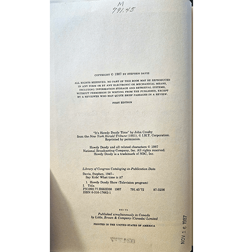 SAY KIDS! WHAT TIME IS IT? Notes From The Peanut Gallery – rare and collectible book from Deb’s Rare Books