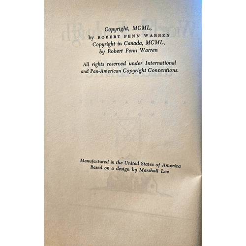 World Enough and Time: Robert Penn Warren – rare and collectible book from Deb’s Rare Books