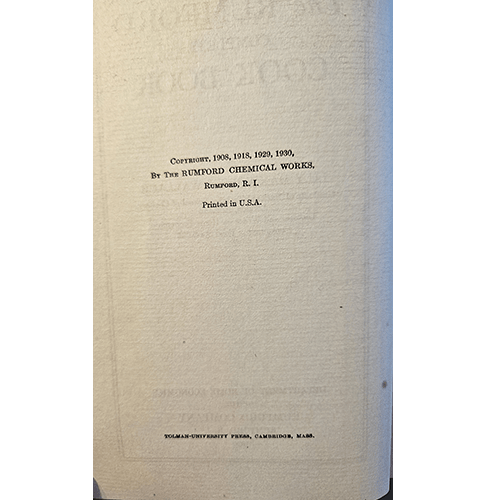Rumford Complete Cookbook – rare and collectible book from Deb’s Rare Books