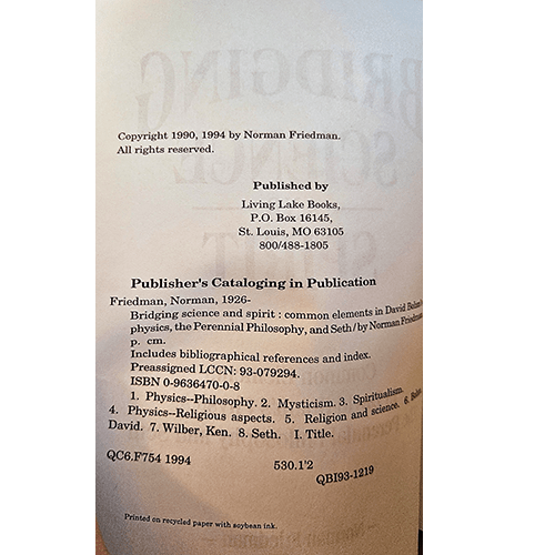 Bridging Science and Spirit – rare and collectible book from Deb’s Rare Books