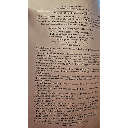 The Shattered Mind – rare and collectible book from Deb’s Rare Books