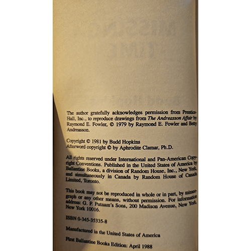 Missing Time – rare and collectible book from Deb’s Rare Books