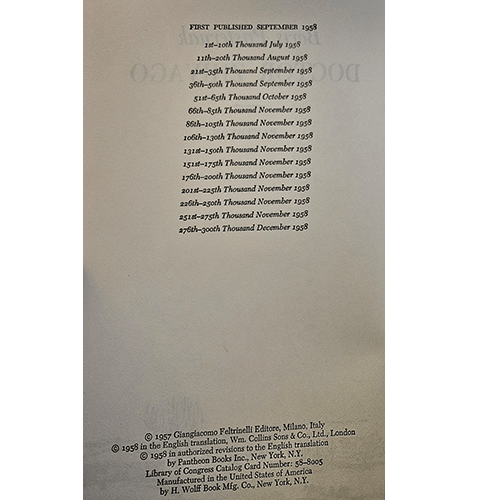 Dr. Zhivago – rare and collectible book from Deb’s Rare Books