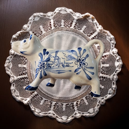 Vintage Delft-Style Blue & White Cow Creamer