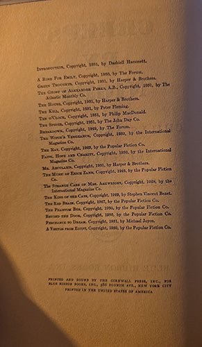 Creeps by Night: Chills and Thrills selected by Dashiell Hammett – rare, vintage, or collectible item from Deb’s Book Paradise