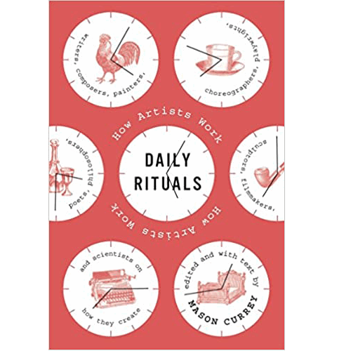 Cover of Daily rituals with retro images and a red color.