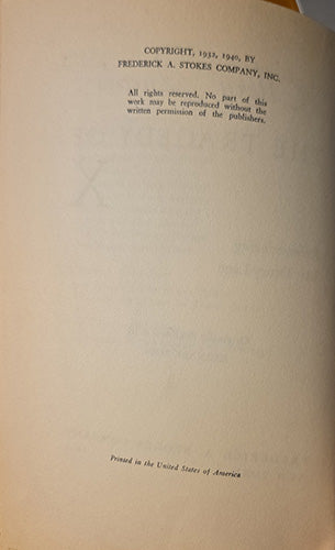 A blank beige paper page with printed copyright text at the top reading 'Copyright, 1935-1949, by Frederick A. Stokes Company, Inc.
