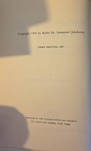 Jewish Medical Ethics by Immanuel Jakobovits — 1967 Early Printing, Near Fine with Brodart – rare, vintage, or collectible item from Deb’s Book Paradise