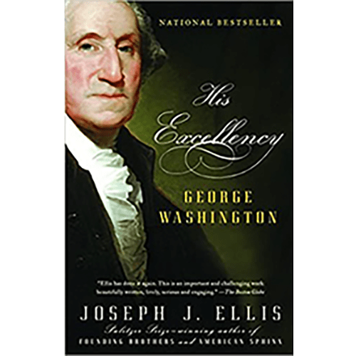 The cover features a stately portrait of George Washington in his military uniform, set against a subdued background, reflecting the book's dignified tone.