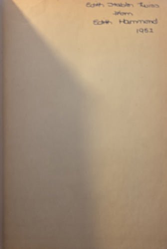 Front blank page of The King’s General showing a discreet previous owner name written in ink.