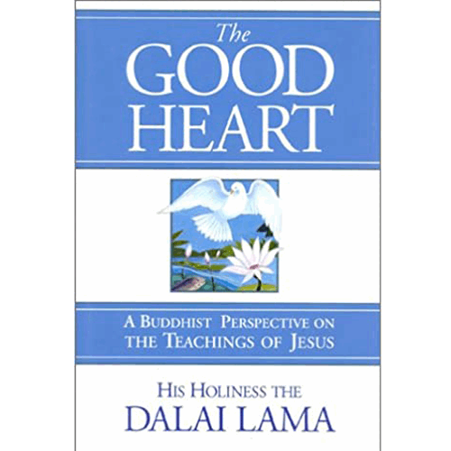 Cover of The Good Heart by the Dalai Lama, featuring a serene design symbolizing the harmonious dialogue between Buddhist and Christian teachings.