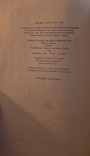 Empire by Gore Vidal – rare, vintage, or collectible item from Deb’s Book Paradise