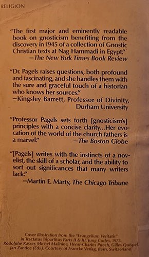 Back cover of The Gnostic Gospels by Elaine Pagels with review quotes and award notice