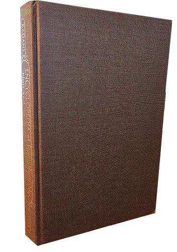 Textured hardcover binding of Encyclopedia of Fruits, Vegetables, Nuts and Seeds for Healthful Living.