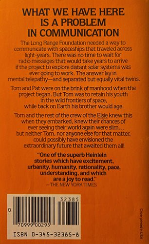 The back cover of the book 'What We Have Here Is a Problem in Communication' by Tom Decker, featuring a solid orange background with black text, a barcode, and ISBN 0-345-32365-6.