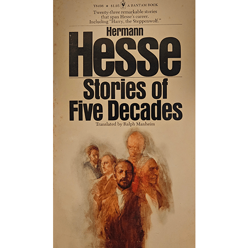 Vintage cover of Stories of Five Decades by Hermann Hesse featuring illustrated portraits of characters in muted earth tones.