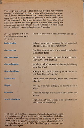 Back cover of Your Inner Child of the Past with descriptive text and design