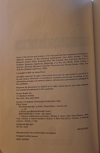 Copyright page showing first edition details