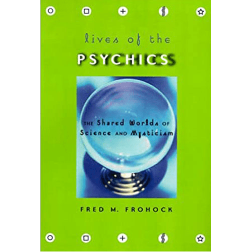 Green cover of lives of psychis with a crystal ball int he center.
