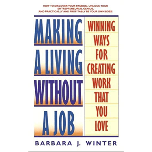 The book cover features a vibrant design with bold typography, illustrating the theme of breaking free from conventional employment to pursue one's passions.