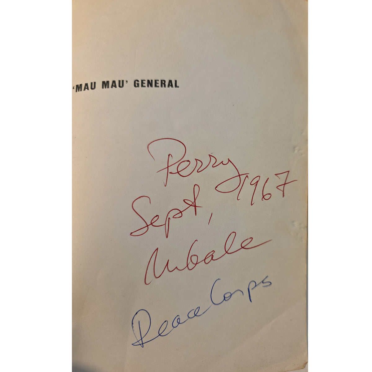 Ownership page: Opening page with handwritten Perry, September 1967, Uganda, and Peace Corps notations.