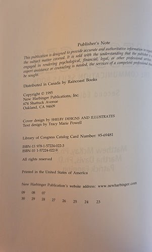 Copyright page of Messages published by New Harbinger Publications