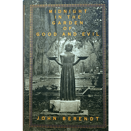 Cover of Midnight in the Garden of Good and Evil by John Berendt. Features the iconic Bird Girl statue in a haunting Savannah cemetery with lush greenery and an atmospheric Southern Gothic feel.