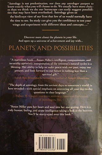 Back cover of Planets and Possibilities with descriptive text and ISBN barcode