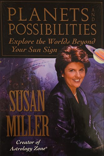 Book cover of 'Planets and Possibilities' by Susan Miller with a purple background and space-themed design.