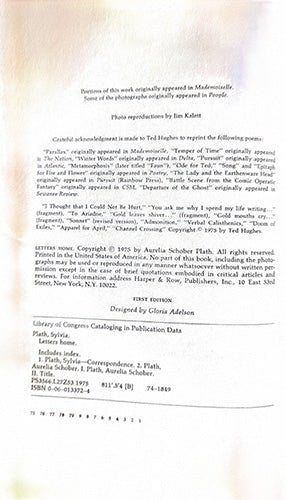 Letters Home by Sylvia Plath — 1975 First Edition, Near Fine in Brodart – rare, vintage, or collectible item from Deb’s Book Paradise