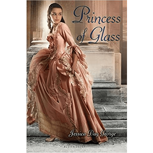A young princess in a flowing rose gown stands by stone columns, poised and alert—evoking elegance and mystery from a fairy tale past.