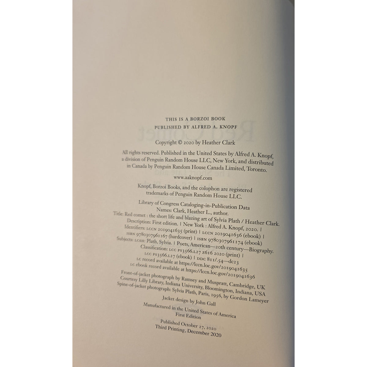 The page of a book showing publication details and copyright information in black text on a light gray background.
