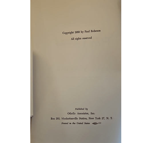 Here I Stand: Paul Robeson – rare and collectible book from Deb’s Rare Books