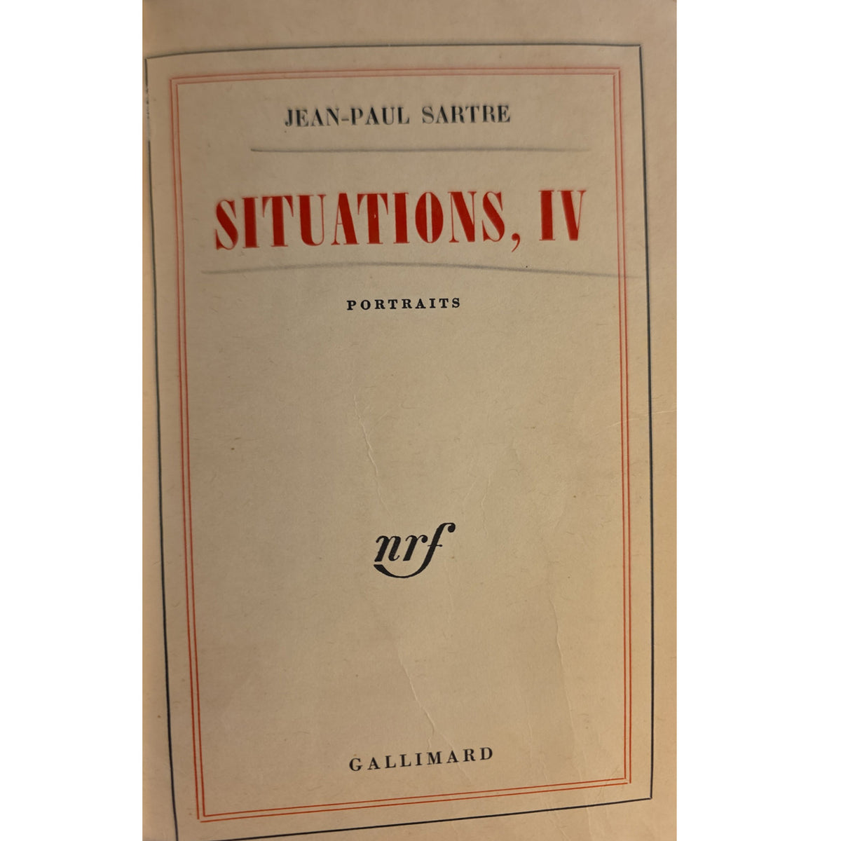1964 Jean-Paul Sartre Situations IV | Stanford Library First Edition