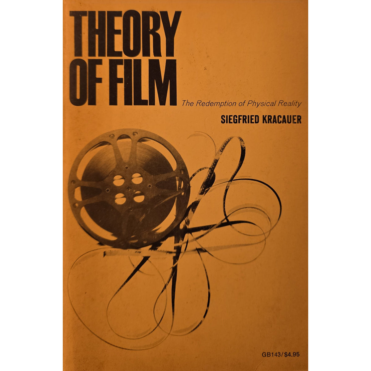 1976 Oxford paperback cover of Theory of Film by Siegfried Kracauer, featuring an illustrated film reel.