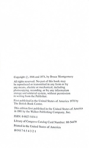 Copyright page of The Moving Toyshop by Edmund Crispin, showing publication details, ISBN, Library of Congress number, and printing history.